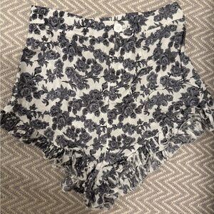 SEEK The Label High Waisted Floral Shorts Black White Size Small $108